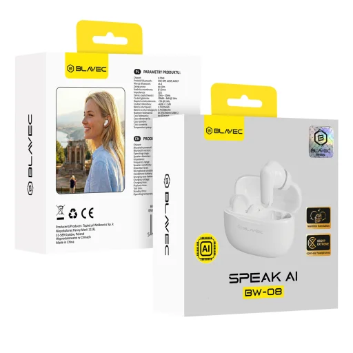 Blavec Bluetooth TWS Fülhallgató BW-08 Speak AI (BW08SA-W) fehér - 14