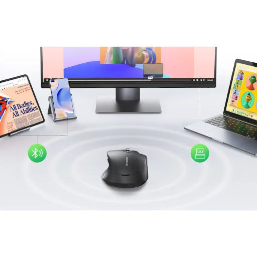 UGREEN M752 Viacrežimová bezdrôtová myš, Bluetooth, 2,4 GHz, napájanie 2xAA - 6