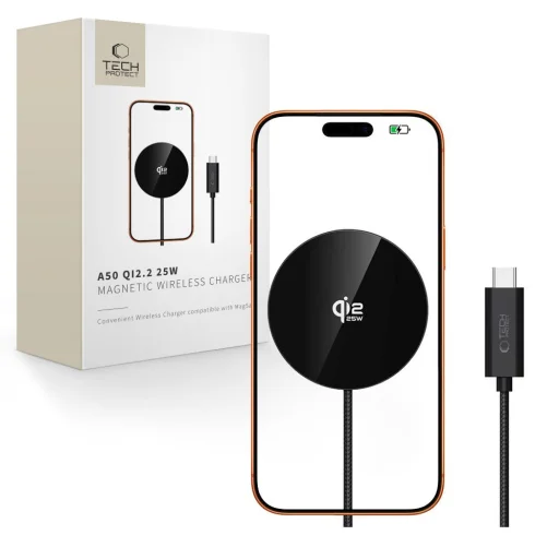 A50 Tech-protect Magnetická MagSafe bezdrôtová nabíjačka 25W Qi2.2 čierna - 1