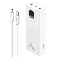 USAMS Powerbank PB68 30000mAh 65W QC3.0+PD Rýchle nabíjanie + USB-C/USB-C kábel 100W biela