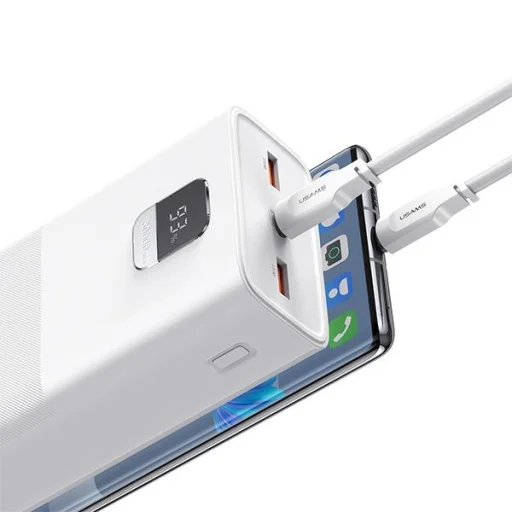 USAMS Powerbank PB68 30000mAh 65W QC3.0+PD Rýchle nabíjanie + USB-C/USB-C kábel 100W biela - 4