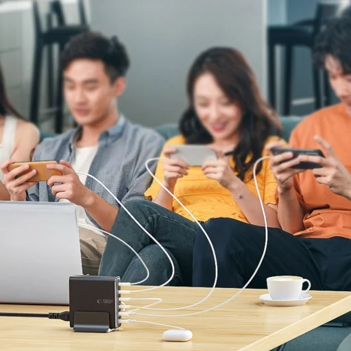 Tech-protect DC240W-GaN 6-portová stolná nabíjačka PD 240W / QC3.0 čierna - 11