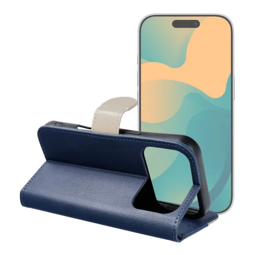 iPhone 17 Pro Split Book puzdro námornícka modrá krémová - 2