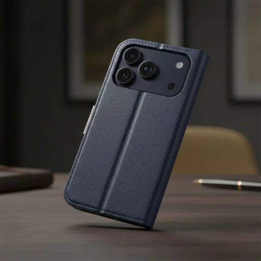 iPhone 17 Pro Split Book puzdro námornícka modrá krémová - 7