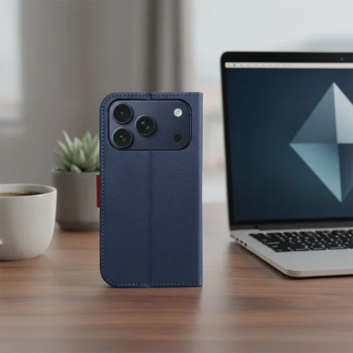 iPhone 17 Pro Split Book puzdro tmavomodré červené - 6