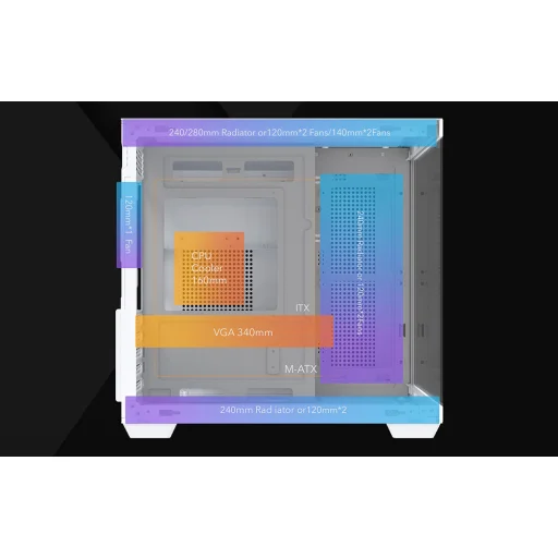 DarkFlash B275 počítačová skriňa (biela) bez ventilátora - 11