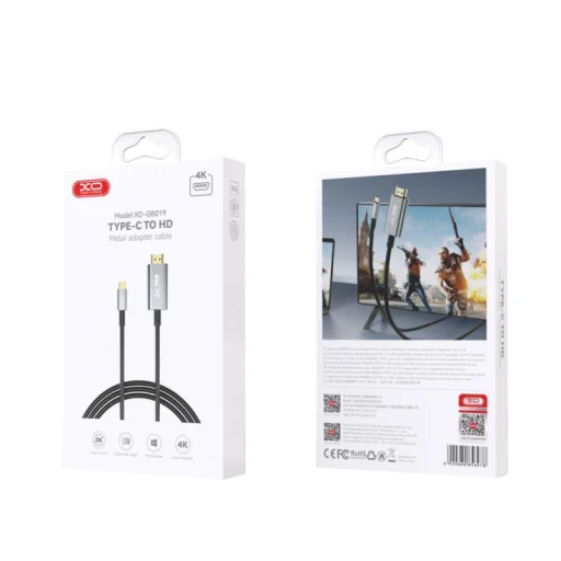 USB-C - HDMI video kábel XO DESIGN GB019, 1.8m, čierny - 6