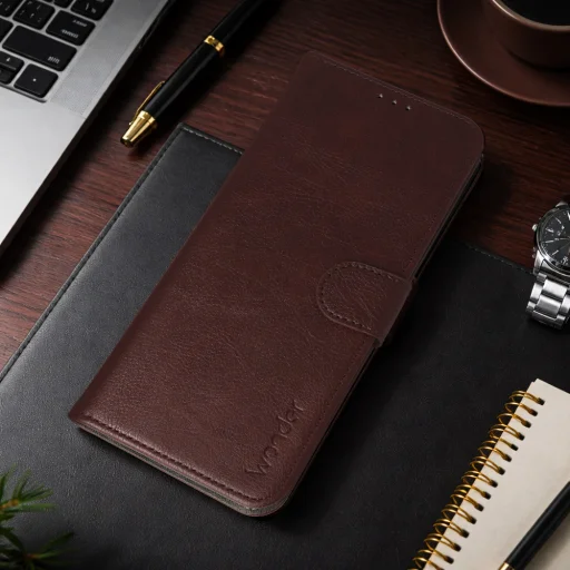 WONDER COMMON Univerzálne flipové puzdro (VEĽKOSŤ S) iPhone 12/13/Samsung S6/A5 2016/Xcover 4/S22/Huawei P8 2017 hnedé puzdro - 7