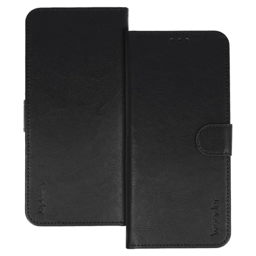WONDER COMMON Univerzálne flipové puzdro (VEĽKOSŤ: L) iPhone 6 Plus/7 Plus/8 Plus/Xs Max/11 Pro Max/Samsung S20 FE/S21 FE/S10 Plus/A10/A32/A54/Xiaomi 12 Lite/Huawei P30 Pro čierne puzdro - 1