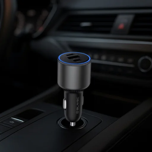 Blavec nabíjačka do auta BS-06D-C Trip - USB + 2xType C - QC 3.0 18W PD 65W s káblom Type-C na Type-C (CCBS06DCQ-U2CB) čierna - 5