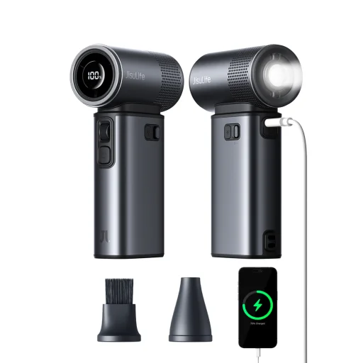 Jisulife Ručný ventilátor Ultra2 9000mAh 5 v 1 Mini prenosný USB ventilátor - Tmavosivý - 2