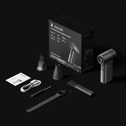 Jisulife Ručný ventilátor Ultra2 9000mAh 5 v 1 Mini prenosný USB ventilátor - Tmavosivý - 14