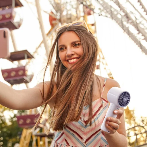 Jisulife Ručný ventilátor 10 4000mAh Prenosný USB ventilátor - Modrý - 14