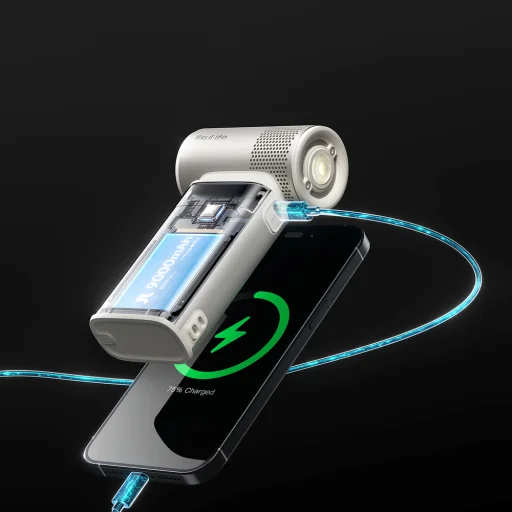 Jisulife Ručný ventilátor Ultra2 9000mAh 5 v 1 Mini prenosný USB ventilátor - Hnedá - 8