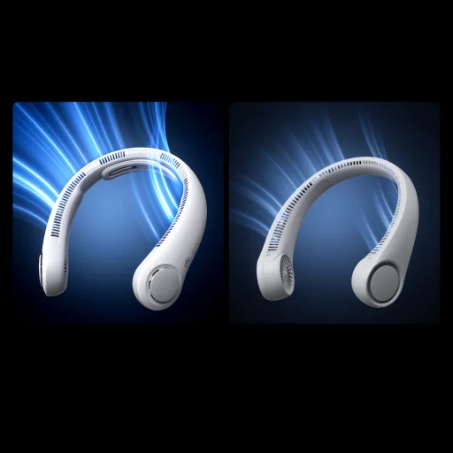 Jisulife Ventilátor na krk 4 5000mAh Prenosný USB ventilátor na krk - Sivý - 8