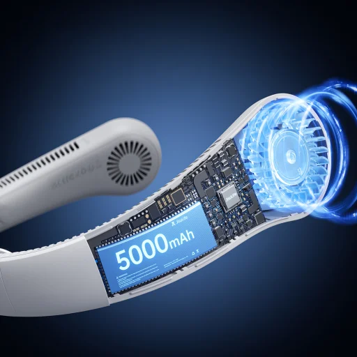 Jisulife Ventilátor na krk 4 5000mAh Prenosný USB ventilátor na krk - Sivý - 9