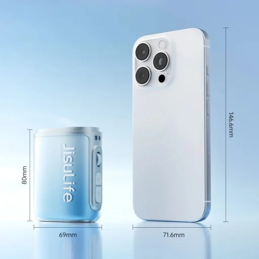 Jisulife Ventilátor na krk 5 4500mAh Mini ventilátor s retiazkou - modrý - 2