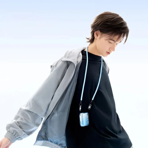 Jisulife Ventilátor na krk 5 4500mAh Mini ventilátor s retiazkou - modrý - 4