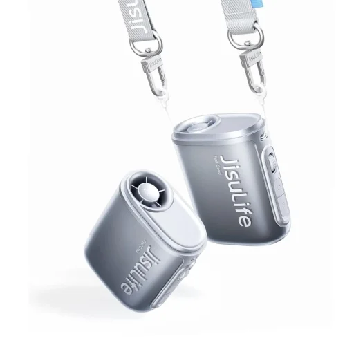 Jisulife ventilátor na krk 5 4500mAh mini ventilátor so šnúrkou - čierny - 1