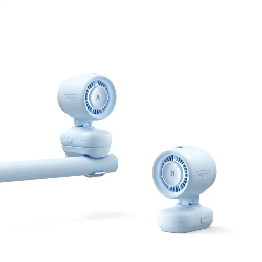 Jisulife Stroller Ventilátor 4 5000mAh Mini ventilátor do kočíka s kovovým klipom - Modrý - 4