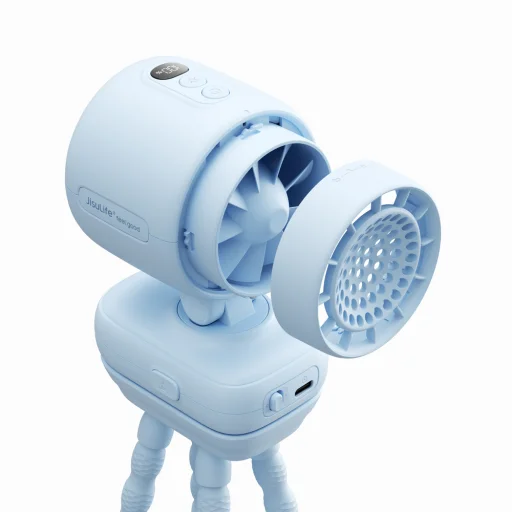 Jisulife Ventilátor na kočík 4 5000mAh Mini ventilátor s flexibilným statívom - Modrý - 7