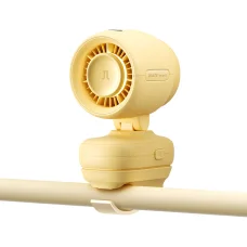 Jisulife ventilátor do kočíka 4 5000mAh mini ventilátor do kočíka s kovovým klipom - žltý