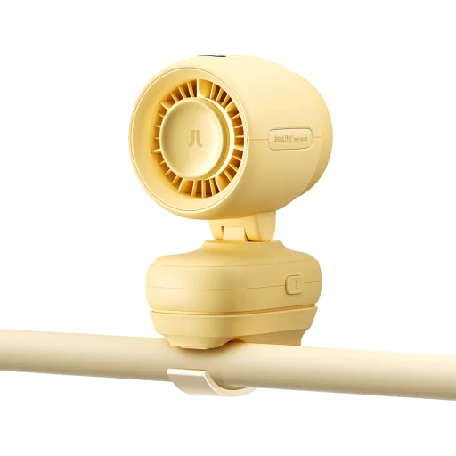 Jisulife ventilátor do kočíka 4 5000mAh mini ventilátor do kočíka s kovovým klipom - žltý - 1