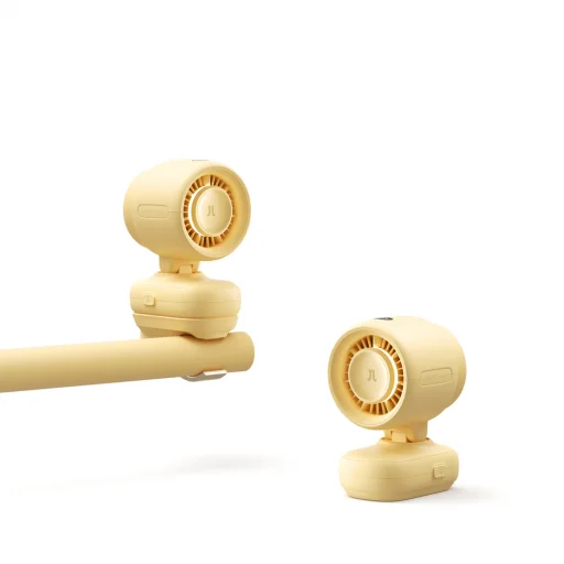 Jisulife ventilátor do kočíka 4 5000mAh mini ventilátor do kočíka s kovovým klipom - žltý - 4