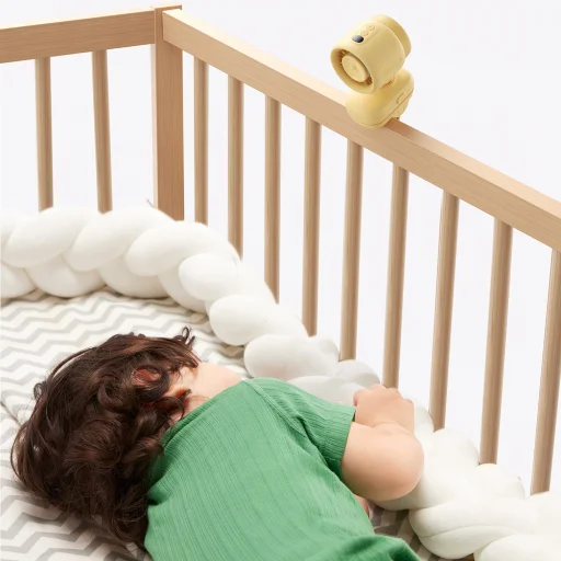 Jisulife ventilátor do kočíka 4 5000mAh mini ventilátor do kočíka s kovovým klipom - žltý - 17