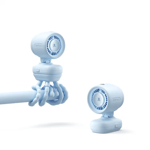 Jisulife Ventilátor na kočík 4 5000mAh Mini ventilátor s flexibilným statívom - Modrý - 4