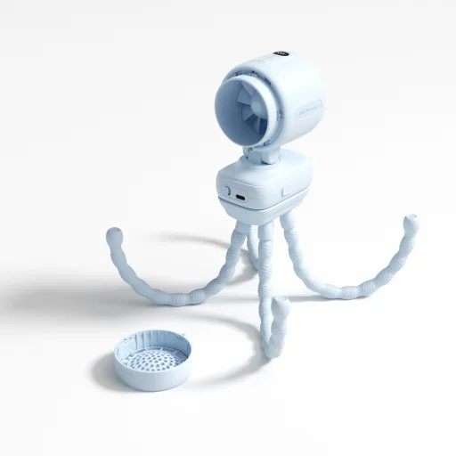 Jisulife Ventilátor na kočík 4 5000mAh Mini ventilátor s flexibilným statívom - Modrý - 17