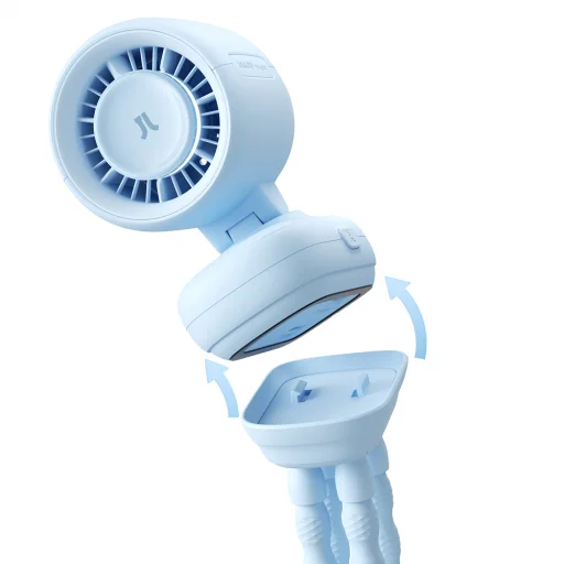 Jisulife Ventilátor na kočík 4 5000mAh Mini ventilátor s flexibilným statívom - Modrý - 18