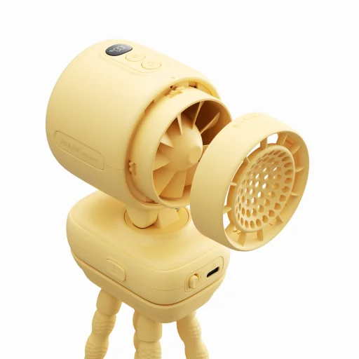 Jisulife ventilátor do kočíka 4 5000mAh Mini ventilátor do kočíka s flexibilným statívom - žltý - 6