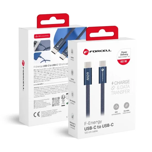 Forcell F-Energy QC4.0 PD 3A 60W Cafule Color USB-C – USB-C kábel 1,2 m ACYH23 tmavomodrý - 1