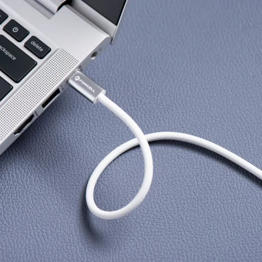 USB-C – USB-C Forcell F-Energy QC4.0 PD 3A 60W Cafule Flat 1,2 m CCFN23 biely kábel - 4