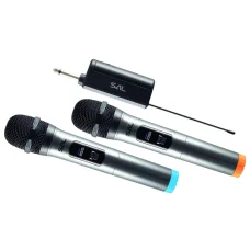 Bezdrôtová mikrofónna súprava SAL MVN220, dosah cca 20 m, 2 ks mikrofónov a nabíjateľný prijímač, USB-C kábel