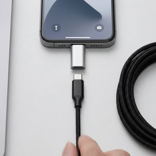 USB Type-C - Lightning adaptér Blue Star biely - 5