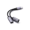 AUX 2 az 1-ben Type-C (apa) – Type-C (anya) / Type-C (anya) adapter Blue Star fekete [DAC] – max. 25 W töltés thumbnail