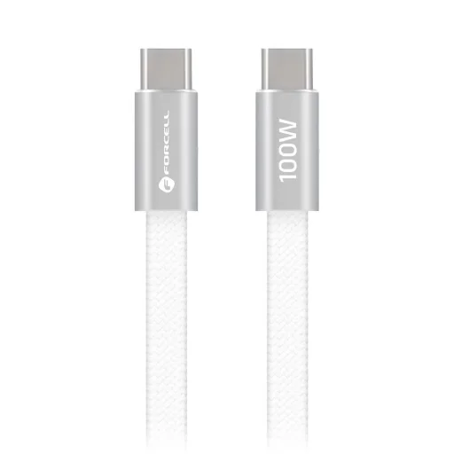 Forcell F-Energy QC4.0 PD 5A 100W Cafule Flat USB-C - USB-C kábel 1,2 m CCFN23 biely - 2