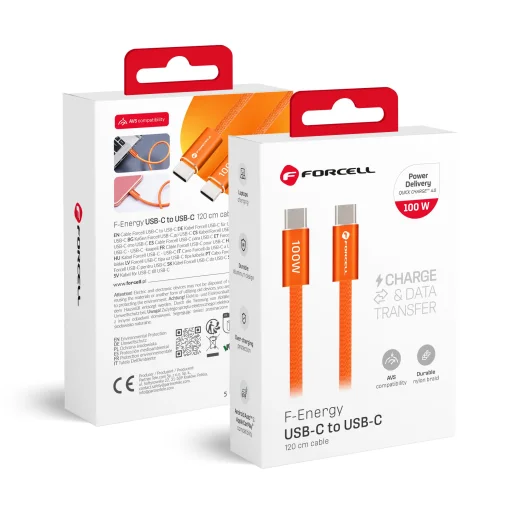 Oranžový Forcell F-Energy QC4.0 PD 5A 100W Cafule Color USB-C – USB-C kábel 1,2 m ACYH23 - 1