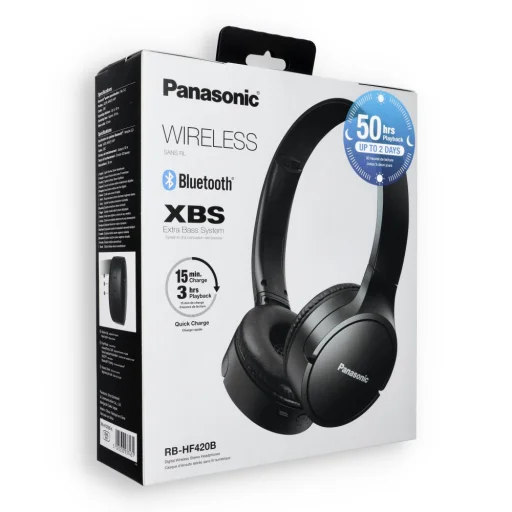 PANASONIC RB-HF420BE XBS (Extra Bass System) bezdrôtové slúchadlá čierne - 2