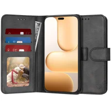 Techsuit - Diárové flipové puzdro - Honor 600 Lite - Čierne puzdro