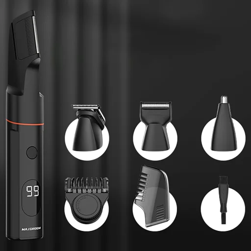 MAXGROOM LK-881 multifunkčný zastrihávač s vymeniteľnou hlavou - čierny - 4