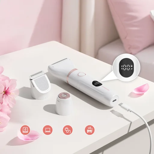 MAXGROOM M-105 3 v 1 dámsky zastrihávač na telo a tvár - biely - 8