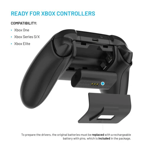 Fixed - Kettős töltőállomás (FIXXB-DCC-BK) - Xbox Series S, X, Elite és One vezeték nélküli kontrollerekhez, LED, USB-C port - fekete - 3