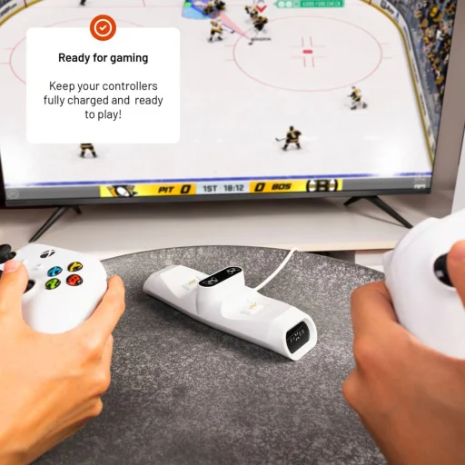 Fixed - Dupla Töltőállomás (FIXXB-DCC-WH) - Xbox Series S, X, Elite és One Vezeték nélküli Kontrollerekhez, LED, USB-C Port - Fehér - 6