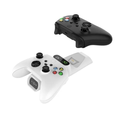Fixed - Dupla Töltőállomás (FIXXB-DCC-WH) - Xbox Series S, X, Elite és One Vezeték nélküli Kontrollerekhez, LED, USB-C Port - Fehér - 1