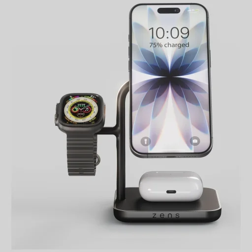 Zens Office Charger Pro 3 + Apple Watch Charging 15W Qi2 magnetická indukčná nabíjačka 3 v 1 - 3