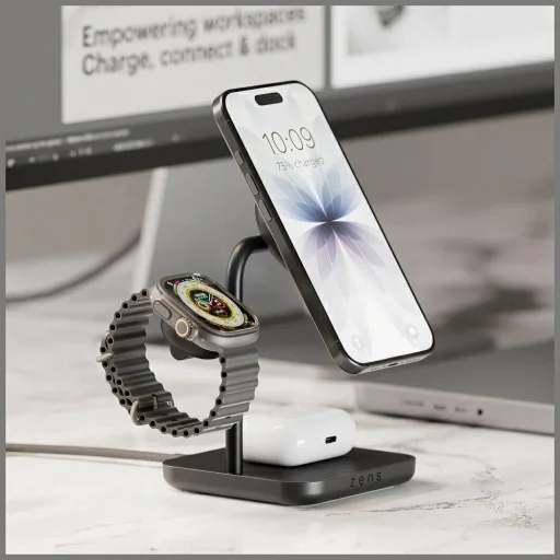 Zens Office Charger Pro 3 + Apple Watch Charging 15W Qi2 magnetická indukčná nabíjačka 3 v 1 - 7