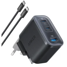 Nabíjačka do siete Anker Nano, 70W, 3,5A, 1 x USB-A – 2 x USB-C, s USB-C káblom, sivá B121A311